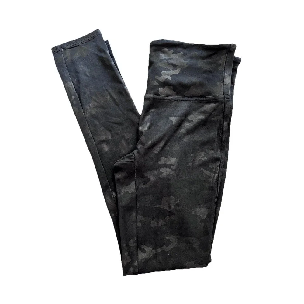 Spanx Anthropologie Slim Camo Faux Leather 20185R Leggings Pants Size PS Black